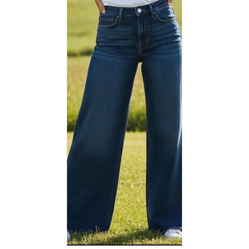 Old Navy Wow Wide Leg High Rise Dark Wash Denim Jeans Women Size 12 NWT